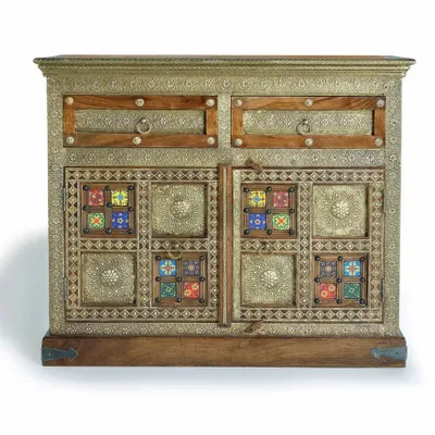 Chests of drawers - Acacia wood, ceramic and bronze chest of drawers - GINER Y COLOMER