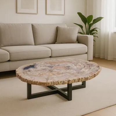 Office furniture and storage - Earth-toned petrified wood coffee tables - XYLEIA PETRIFIED WOOD