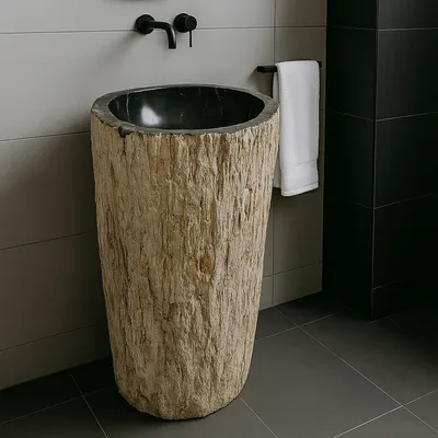 Washbasins - Freestanding Petrified Wood Wash Basins - XYLEIA PETRIFIED WOOD