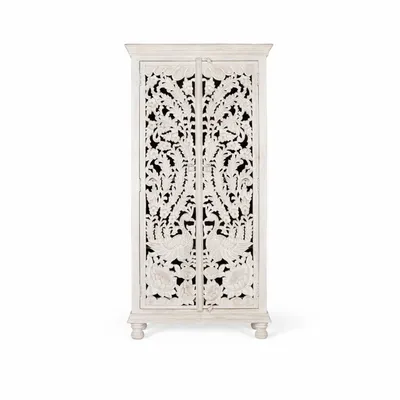 Wardrobe - White aged mango wood cabinet - GINER Y COLOMER