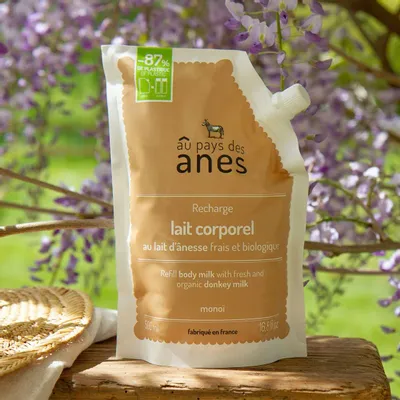Cosmétiques - Recharge lait corporel au lait d'ânesse frais et biologique 500ml - AU PAYS DES ÂNES