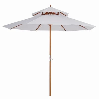 Sunshades - Straight poplar wood parasol with 2 roofs - AOSOM BUSINESS