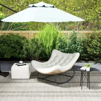 Lawn armchairs - Rocking garden chair with thick cushions - AOSOM BUSINESS