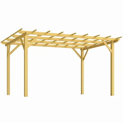 Pergolas - Self-supporting wooden pergola 12 m² dim. 3 x 4 m pre-oiled fir - AOSOM BUSINESS