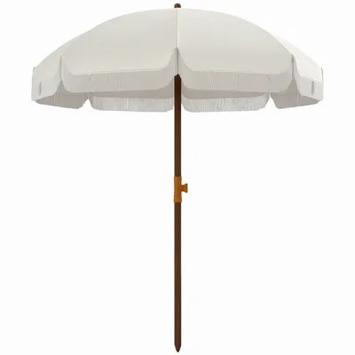 Parasols - Parasol droit de plage jardin style bohème à franges UV40+ crème - AOSOM BUSINESS