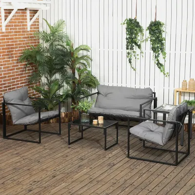 Sunshades - 4-seater 4-piece yachting-style garden furniture set - AOSOM BUSINESS