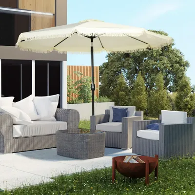 Sunshades - Octagonal tilting parasol Ø 2.68 x 2.32H m black steel fabric - AOSOM BUSINESS