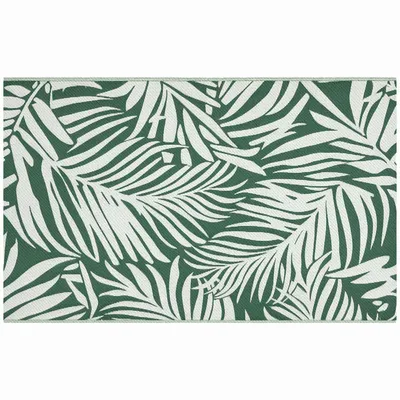 Outdoor decorative accessories - Reversible outdoor rug with green and white PP leaf pattern - AOSOM BUSINESS