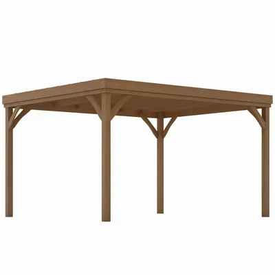 Pergolas - Rustic style self-supporting pergola dim. 3.65L x 3W x 2.15H m pre-oiled fir - AOSOM BUSINESS
