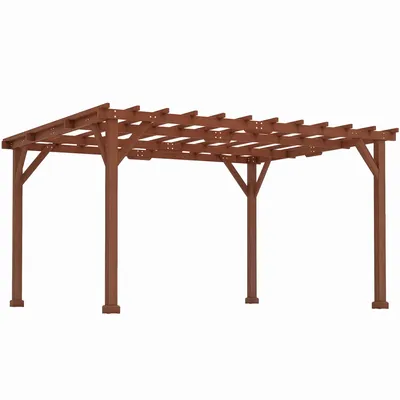 Pergolas - Wooden pergola, size 3.3 x 3.8 m, pre-oiled fir, dark ochre tint - AOSOM BUSINESS