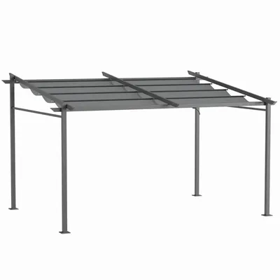 Pergolas - Retractable pergola 3.97L x 2.95W x 2.3H m aluminum. steel epoxy polyester - AOSOM BUSINESS