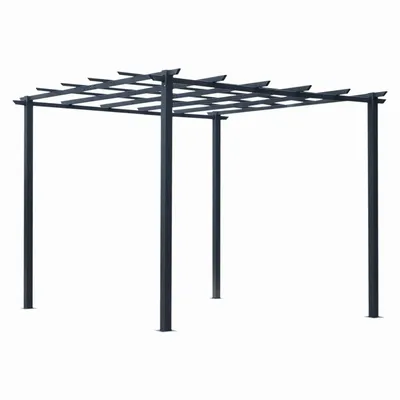 Pergolas - Retractable pergola high density polyester gray epoxy metal - AOSOM BUSINESS