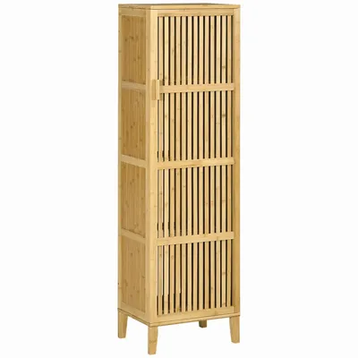 Sideboards - Storage sideboard with 3 shelves, varnished bamboo wood - AOSOM BUSINESS