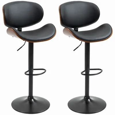 Stools - Set of 2 contemporary design bar stools in PU wood - AOSOM BUSINESS