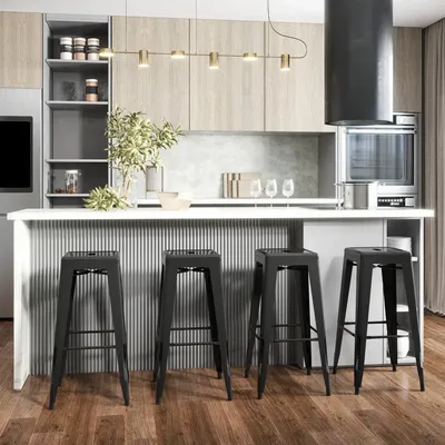 Stools - Set of 4 industrial bar stools - AOSOM BUSINESS