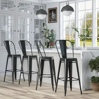 Stools - Set of 4 industrial bar stools - AOSOM BUSINESS