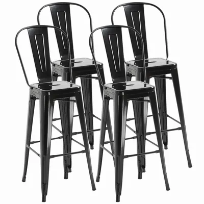Stools - Set of 4 industrial bar stools - AOSOM BUSINESS