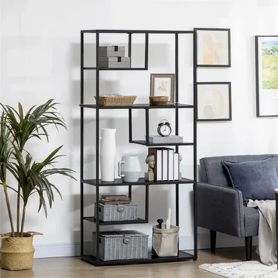 Bookshelves - Industrial style bookcase storage shelf 7 levels - AOSOM BUSINESS
