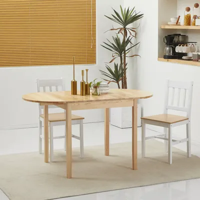 Dining Tables - Folding dining table with 2 leaves - 4 people - pine wood - AOSOM BUSINESS