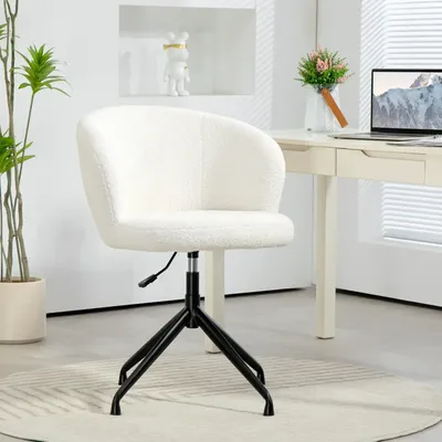 Office seating - Black steel designer office chair with curly wool effect - AOSOM BUSINESS