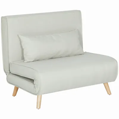 Fauteuils - Fauteuil convertible style nordique réglable coussin blanc cassé - AOSOM BUSINESS