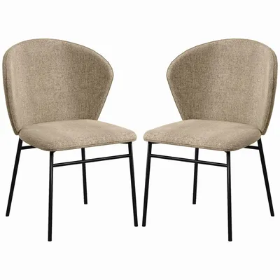 Chairs - Set of 2 chairs with black steel wrap-around backrest and linen-look fabric - AOSOM BUSINESS