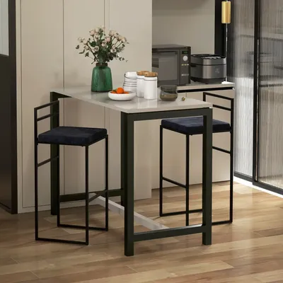 Stools - Set of 2 designer bar stools - steel, black velvet - AOSOM BUSINESS
