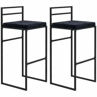 Tabourets - Lot de 2 tabourets de bar design - acier velours noir - AOSOM BUSINESS