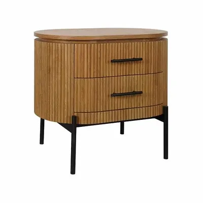 Commodes - BOUT DE CANAPE 2 TIROIRS 'MALIBU' CHENE BEIGE 65x42x60h - FANCY