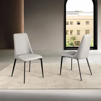 Chairs - Light grey leatherette chair - ANGEL CERDÁ
