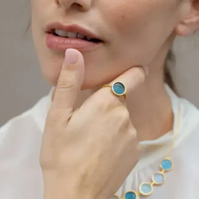 Bijoux - BAGUE DORÉE GAUDÍ JEWELRY CASA BATLLÓ BLEU - JOIDART