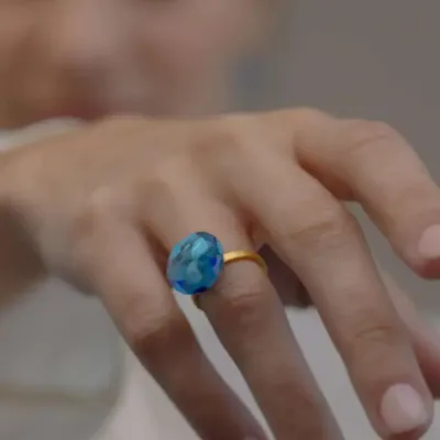 Bijoux - BAGUE DORÉE GAUDÍ JEWELRY BLEUE - JOIDART