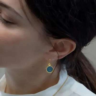 Jewelry - HOOK GOLDEN EARRINGS GAUDÍ JEWELRY BLUE - JOIDART