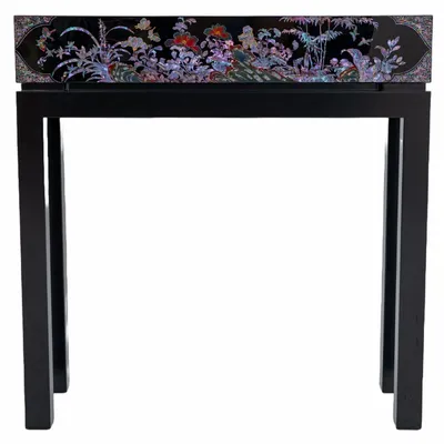 Consoles - Table console incrustée de nacre – Motifs floraux coréens avec tiroir - FEBRUARY MOUNTAIN