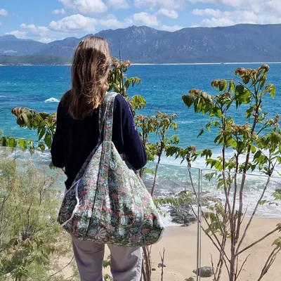 Sacs et cabas - Grand cabas Amalfi en kantha imprimé blockprint - pièces uniques - MAISON LILO