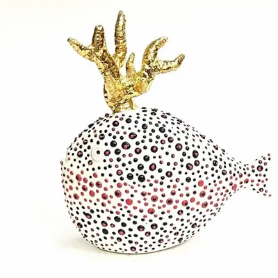 Design objects - Handmade ceramic sculpture, customizable GOLDEN FISH - MOSCHE BIANCHE