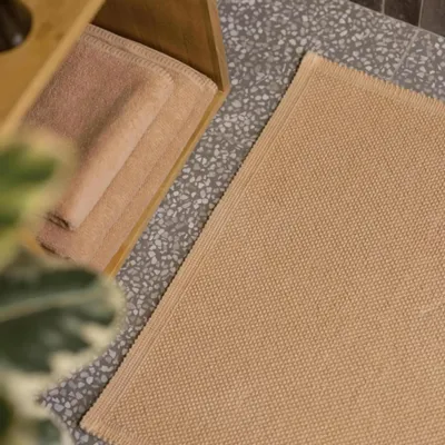 Autres linges de bain - Tapis de bain uni Etia Latte 54 x 64 - MAISON VIVARAISE - SDE VIVARAISE WINKLER