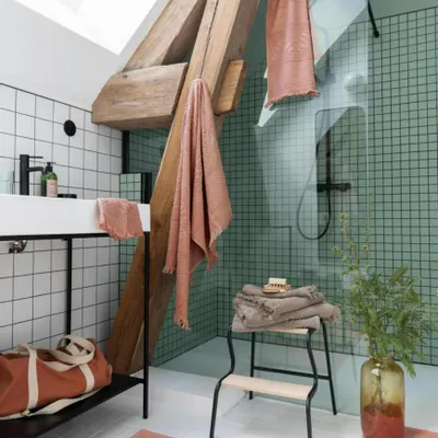 Autres linges de bain - Tapis de bain uni Enzo Chamois 54 x 110 - MAISON VIVARAISE - SDE VIVARAISE WINKLER