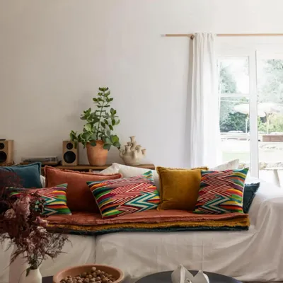 Cushions - Embroidered Cushion Zuma Multico 30 X 50 - MAISON VIVARAISE - SDE VIVARAISE WINKLER