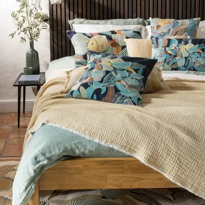 Cushions - Embroidered Cushion Dori Marine 45 X 45 - MAISON VIVARAISE - SDE VIVARAISE WINKLER