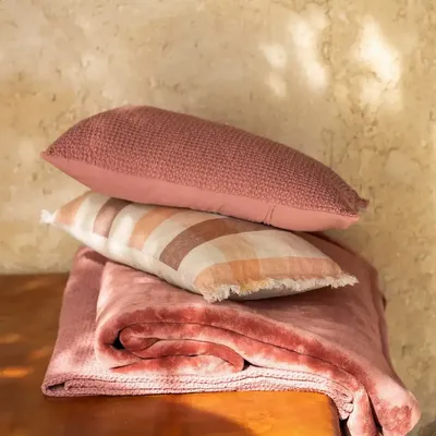 Linge de lit - Jeté de lit recyclé Maia Terracotta 260 x 260 - MAISON VIVARAISE - SDE VIVARAISE WINKLER