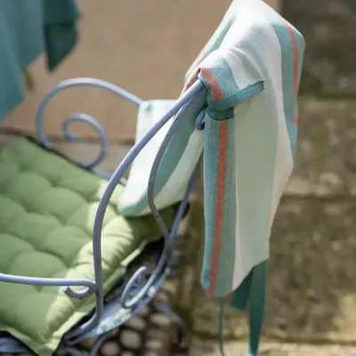 Aprons - Recycled kitchen apron with pocket Yuna Vert eau 72 X 85 - MAISON VIVARAISE - SDE VIVARAISE WINKLER