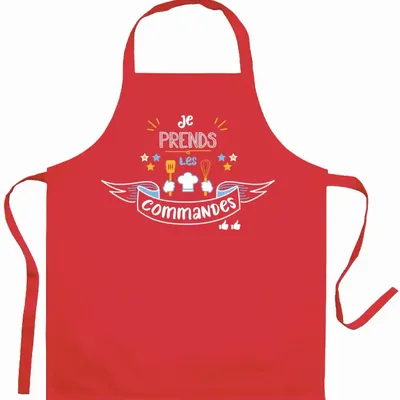 Aprons - Children's Kitchen Apron Je prends les commandes Rouge 52 X 63 - MAISON VIVARAISE - SDE VIVARAISE WINKLER