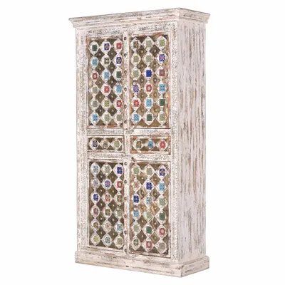 Wardrobe - Mango wood cabinet with ceramic and bronze details - GINER Y COLOMER