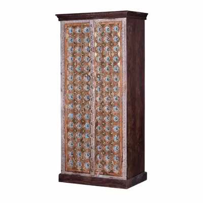 Wardrobe - Mango wood cabinet in walnut and aged gray - GINER Y COLOMER