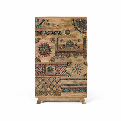 Commodes - Commode en bois manguier peint à la main - GINER Y COLOMER