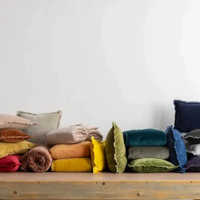 Linge de lit - Jeté uni Fara Paon 260 x 260 - MAISON VIVARAISE - SDE VIVARAISE WINKLER