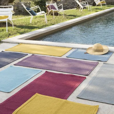 Autres linges de bain - Tapis de bain uni Etia Prusse 54 x 110 - MAISON VIVARAISE - SDE VIVARAISE WINKLER
