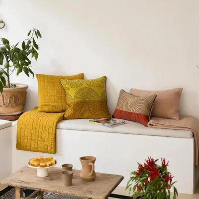 Cushions - Embroidered Cushion Etna Mirabelle 45 X 45 - MAISON VIVARAISE - SDE VIVARAISE WINKLER