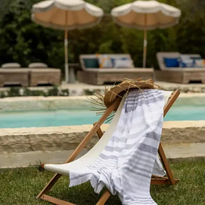 Linge de lit - Drap hammam recyclé Samoa Tonnerre 100 x 200 - MAISON VIVARAISE - SDE VIVARAISE WINKLER